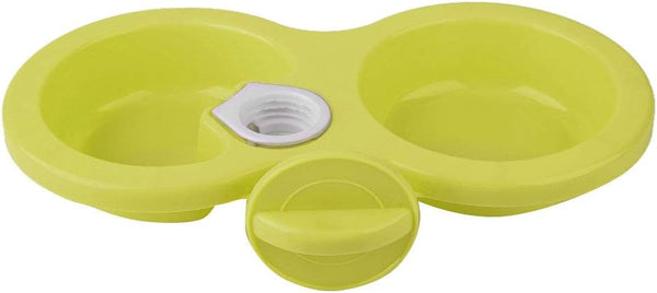 Puppy Double Bowl, Stainless Steel Hanging Food Water Feeder for Small Dogs and Cats (Green)