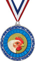 Chicken Blue Trellis Medal Silver, 2.5" Chicken Prizes, Kids Chicken Trophy Medal