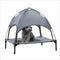 Small Elevated Dog Bed with Canopy, Upgraded 30IN Outdoor Raised Dog Cot Bed with Removable Shade Tent, Gray (S Size)