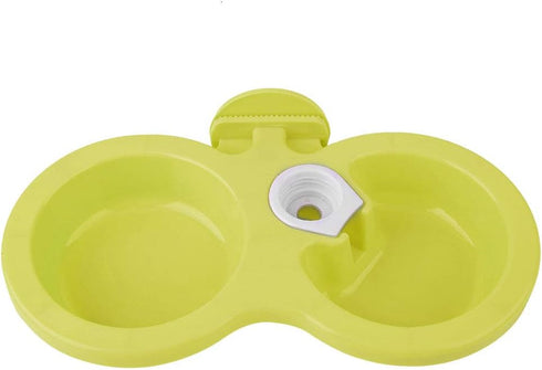 Puppy Double Bowl, Puppy Double Bowl Stainless Steel Dog Bowl Pet Cat Dog Puppy Double Bowl Hanging Food Water Feeder for Crate Cage Small (Green)