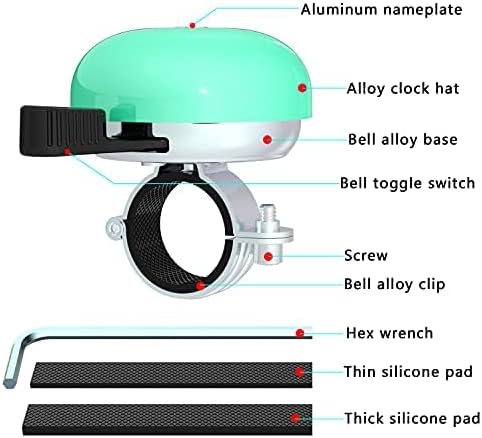 Greallthy Classic Bike Bell for Adults Kids, Loud Sound Bicycle Bell Accessories for Handlebars, Beach Cruiser Mountain