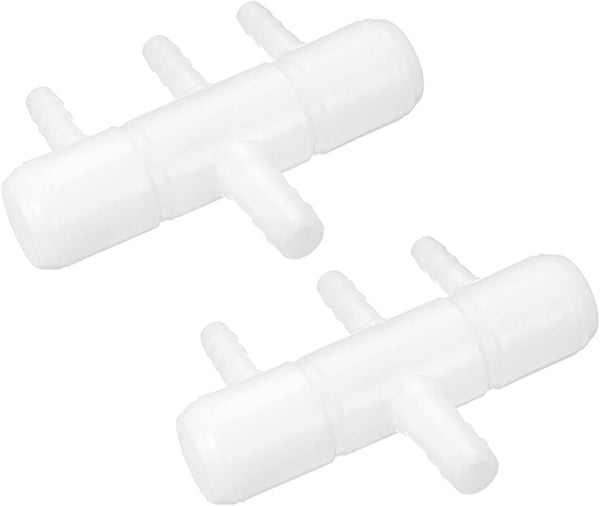 uxcell 2Pcs 8mm to 5.5mm 3 Ways Air Line Tubing Splitter Connector for Aquarium, Fish Tank Oxygen Pipe Adapter, White