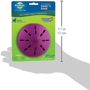 PetSafe Busy Buddy Twist 'n Treat Dog Toy for Medium and Large Breeds, Purple