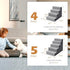 Heeyoo Dog Stairs for Small Dogs, 5-Step High-Density Foam Steps with Non-Slip Removable Washable Cover, Grey, 23" High