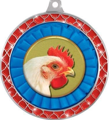 2.5" Chicken Red Trellis Medal Silver, Chicken Prizes, Kids Chicken Trophy Medal Awards Prime
