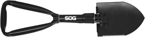 SOG Entrenching Tool- 18.25 Inch Folding Survival Shovel with Wood Saw Edge and Tactical Shovel Carry Case- Black (F08-N) by SOG