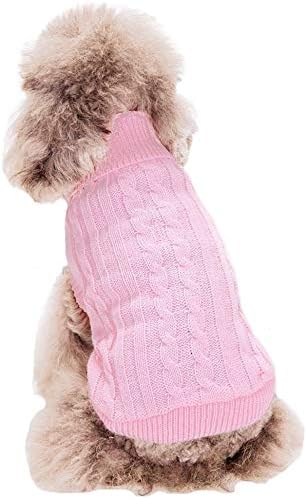 FAMI Dog Clothes, Soft Winter Puppy Sweaters for Dogs Small XS S, Cat Apparel (Pink, Large)