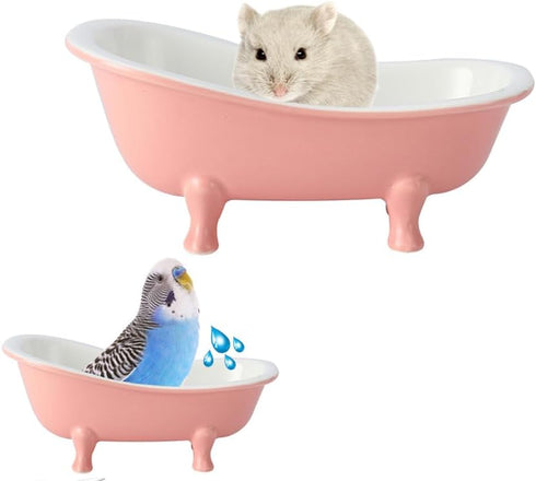 Small Animal Hamster Sand Bathtub, Bird Bathroom, Ceramic Relax Habitat House, Food Bowl for Pets