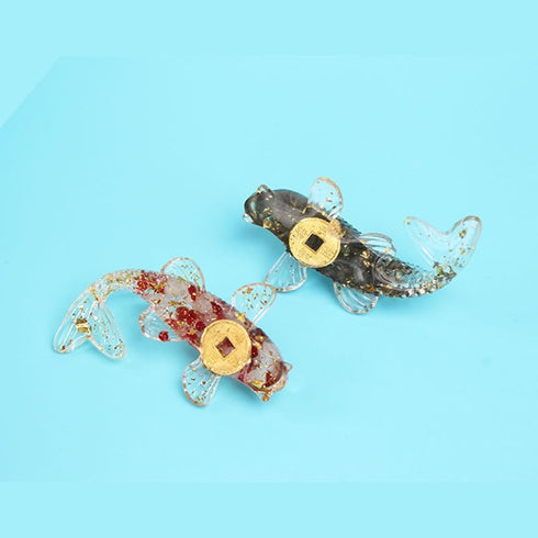 Opexicos 4Pcs Decorative Crystal Gravel Drop Glue, Fish Shape Small Ornaments for Fish Tank Aquarium Pool