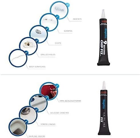 MagicEzy 9 Second Chip Fix, Fast Fiberglass Gelcoat Repair Kit for Boats, Jet Skis, RVs (Matterhorn White)