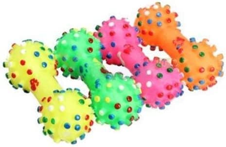 Soft Small Rubber Bone Pet Dog Toy, Colorful Dot Squeaky Chew Toy for Puppy Games