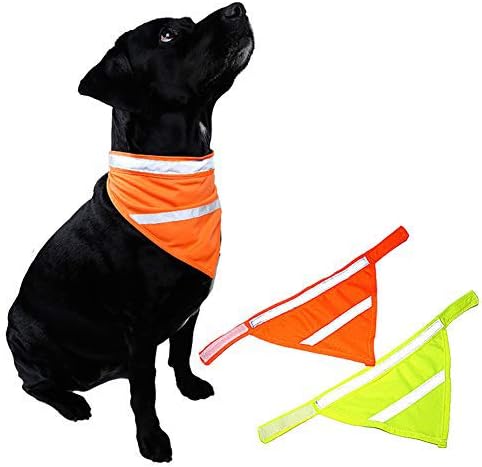 2 Pack Reflective Dog Bandana - Large/Medium/Small, Personalized Neon Color, High Visibility for Night Walking