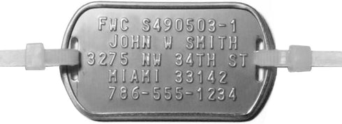 Personalized FWC Crab Trap Tags - Five Serialized Rust Proof ID Tags