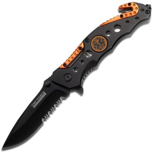 TAC-FORCE Spring Assisted Opening EMT EMS ORANGE Rescue Folding Pocket Knife by TAC FORCE