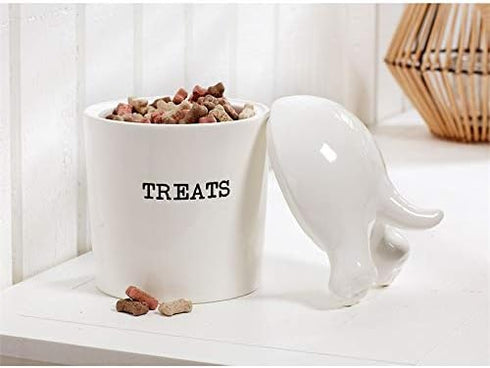 Mud Pie Dog Tail Treat Canister, Ceramic Dog Treat Jar for Storage
