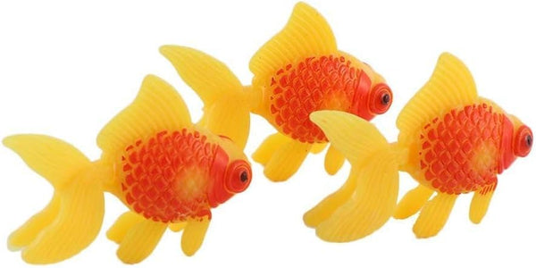 3 Pack Gold and Orange Artificial Aquarium Fishes, Plastic Moving Fish Ornament Decoration for Fish Tank