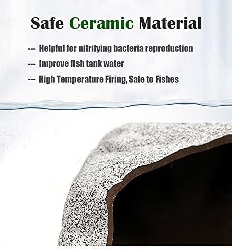 Safe Non-Toxic Ceramic Aquarium Hideaway Rock Cave for Aquatic Pets to Breed, Play, and Rest, Betta Fish Tank Decor