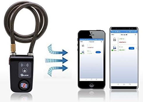 NUNET Bluetooth Bike Lock - Keyless APP Controlled Anti-Theft Waterproof 71in Steel Cable with 110db Alarm, Gray