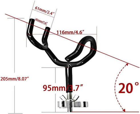 4PCS 20 Sure Grip Steel Degree Angle Rod Holder with Mounting Base Fishing Rod Holder for Boat, Ship, Yacht and More