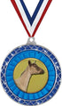 Dairy Goat Blue Trellis Medal Silver, 2.5" Goat Prizes, Kids Goat Trophy
