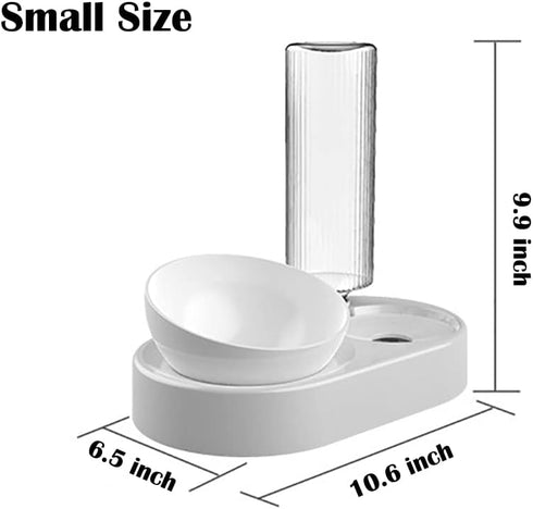 Raised Cat Bowls with Automatic Water Dispenser, Elevated Adjustable Tilted Pet Food Water Feeder for Cats and Dogs