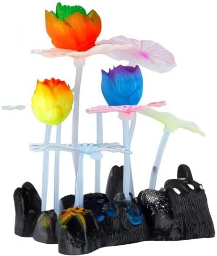 Uniclife Silicone Lotus Ornament - Glowing Effect Aquarium Decoration with Suction Cup for Fish Tank