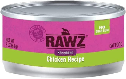 Rawz Natural Premium Canned Cat Wet Food, 12 Pack Chicken Variety Bundle, 3oz Cans, Includes Hotspot Pets Bowl
