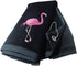Pink Flamingo Golf Towel, 100% Turkish Cotton Absorbent Golf Bag Towel with Clip, 11X18 inch (black, 2)