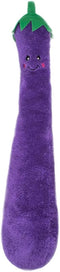 ZippyPaws Jigglerz Dog Toy - Squeaky Plush Tug Toy with No Stuffing, Veggie Themed Interactive Eggplant Toy