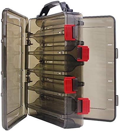 OriGlam Fishing Lure Tackle Box, Double Sided 10 Compartments Waterproof Organizer Case for Fishing