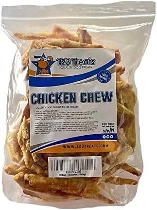 123 100% (7 Treats Chicken Feet Dog Treats Natural Baked Chicken Feet for Dogs, Single Ingredient Chew Snacks, Support