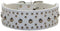 Studded Dog Collar, Leather Collar for Medium Large Dogs (M:17-20 inch, White)