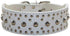 Studded Dog Collar, Leather Collar for Medium Large Dogs (M:17-20 inch, White)