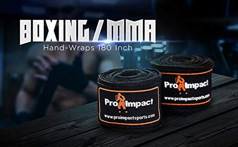 Pro Impact 180 Inch Mexican Style Boxing Hand Wraps, Stretchable Wrist & Knuckle Support for MMA & Training
