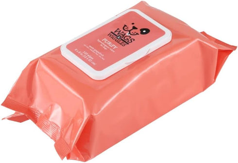 Wags & Wiggles Purify Hypoallergenic Wipes for Dogs, Clean & Condition Coat Without a Bath, Zesty Grapefruit Scent (100