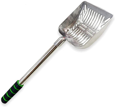 SunGrow Cat Litter Scoop, Stainless Steel Long Handle Poop Scooper for Chicken Coop, 9” Handle, 5” Wide Mouth