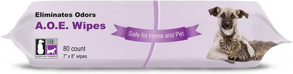 Thornell Animal Odor Eliminator Cat and Dog Wipes, 80 Wipes, All Purpose Deodorizing Pet Wipes