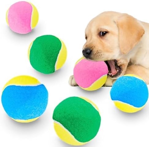 CoCoo Dog Squeaky Tennis Balls for Puppies and Teething Pets, Squeak Toys for Dogs, Round Tennis Balls, 6 Balls per Pack