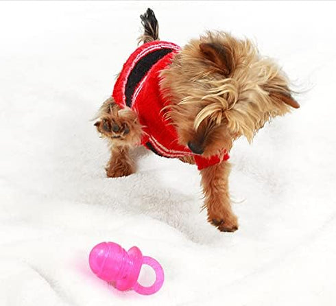 5PCS Nipple Shape Chew Toy, Cute Pet Pacifier Teether, Interactive Molar Toys Set - Red