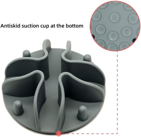 Slow Feeder Dog Bowl Insert, Doweiss Silicone Slow Feeder for Dogs and Cats with Strong Suction Cups (Medium, Gray)
