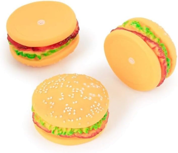 2 Pcs Bite-Resistant Dog Toys - Squeaky Chewing Toys for Tooth Cleaning, Dog Training, Hamburger Pet Toys