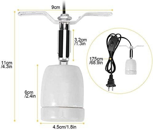 300W Reptile Lamp Socket Kit, 360° Heat Light Holder with Switch, E27 Socket for Lizard Turtle Snake Aquarium
