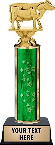 Crown Awards Dairy Cow Trophies, Personalized Green Dairy Cow Trophy, Your Own