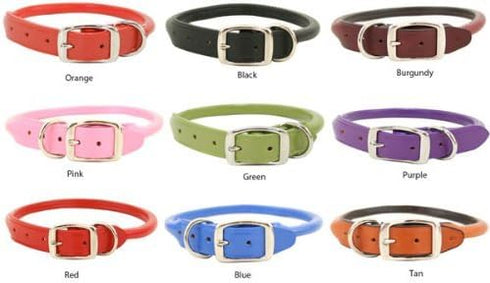 Rolled Dog Collar - Purple, Size 14