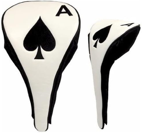 Golf Magnetic Ace of Spades Driver Head Cover, Black/White, Premium Style and Protection, Fits 460cc Drivers