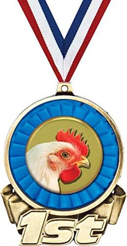 3" Gold Chicken Medals, Chicken First Place Trophy Medal Award