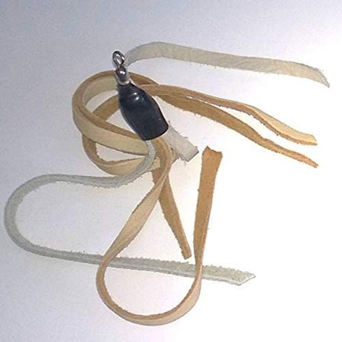 Leather and Fur Attachment Cat Toys, Ribbon Fit Wildcat and Bird Catcher Type Wands/Poles (Leather Tassels)