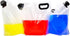FUJIDENSO 4 Pack 1.3 5 Gallon Liter Food Grade Drink Carrier Water Pouch with Tamper-Evident Cap, Freezable Collapsible