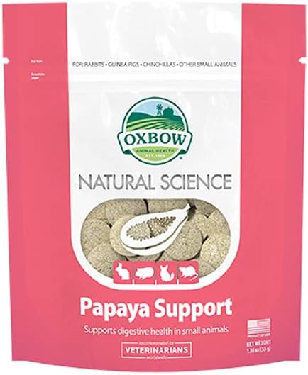 Oxbow Animal Health Papaya Support, High Fiber Digestive Supplement for Rabbit & Guinea Pig, 1.16 oz Bag