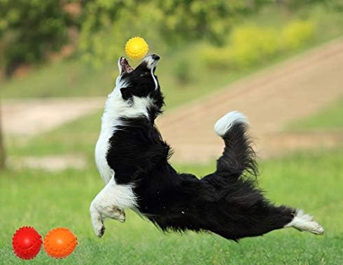 Rubber Dog Chewing Squeaky Ball Toys - Fetch Play Toy for Puppy, Small Medium Pets, Pack of 3
